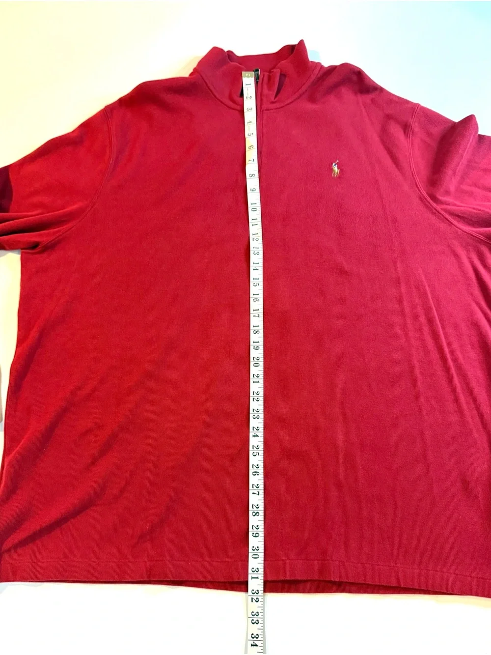 Polo Ralph Lauren Sweater Mens XXL Red Estate Rib 1/4 Zip Mock Neck Pullover